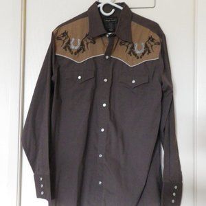 Man's western LS shirt with embroidered yokes